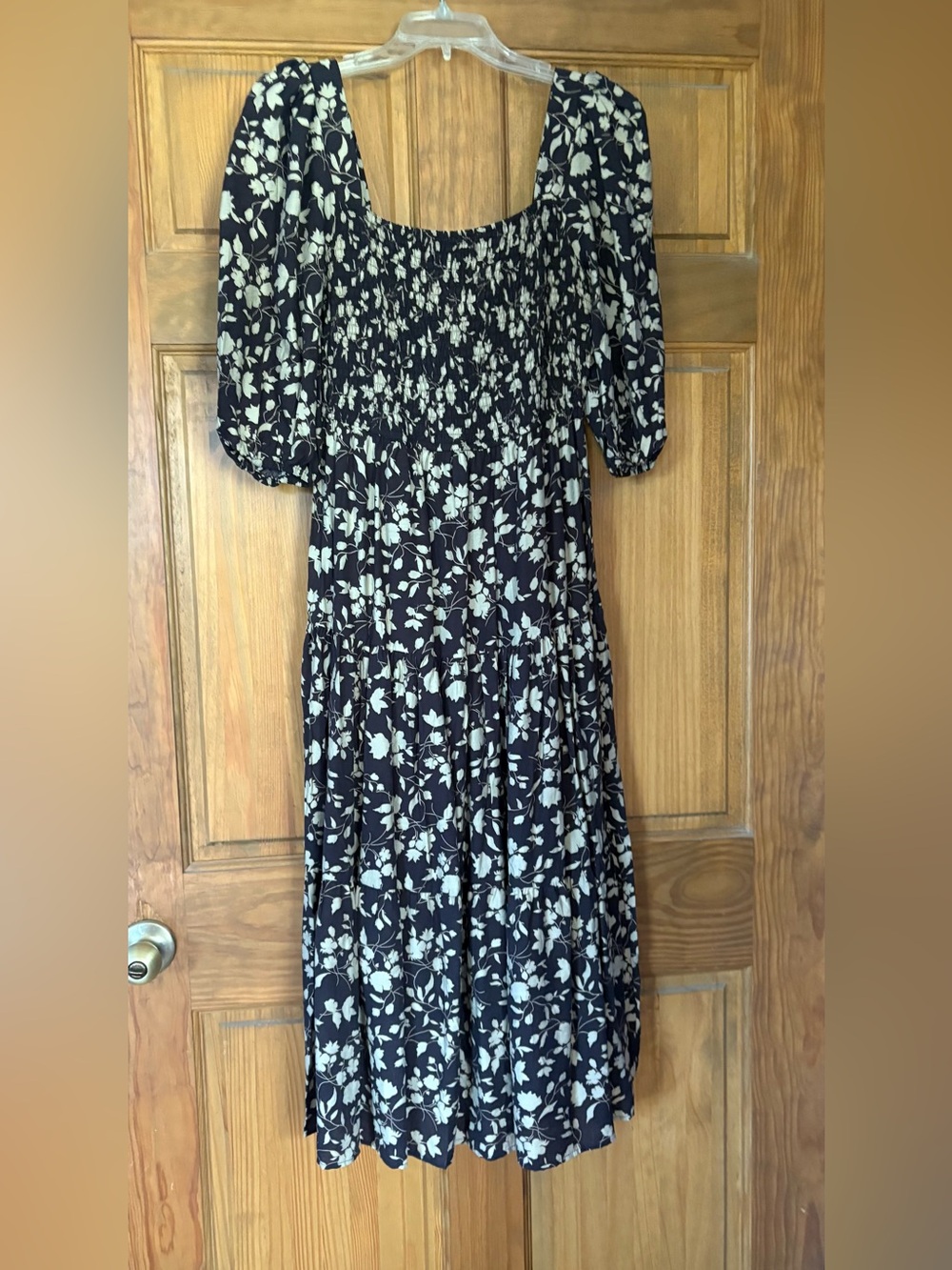 Dark Brown Floral Smocked Dress